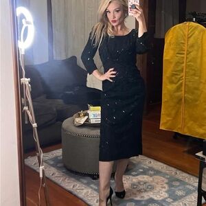 Vintage 1950’s Sequin Elegant Black Dress